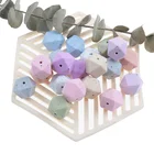 100 шт. Силиконовые пестрые шестигранные бусины 17 мм детские цепочки для прорезывания зубов аксессуары бусины цепочка для пустышки BPA бесплатные товары для детей