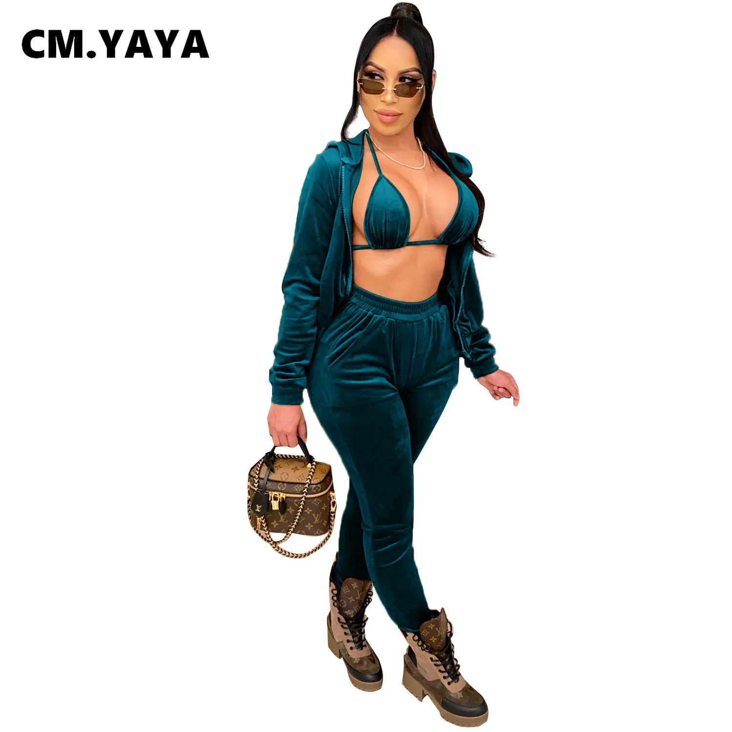 Спортивный вельветовый тренировочный костюм CM.YAYA женский спортивный из