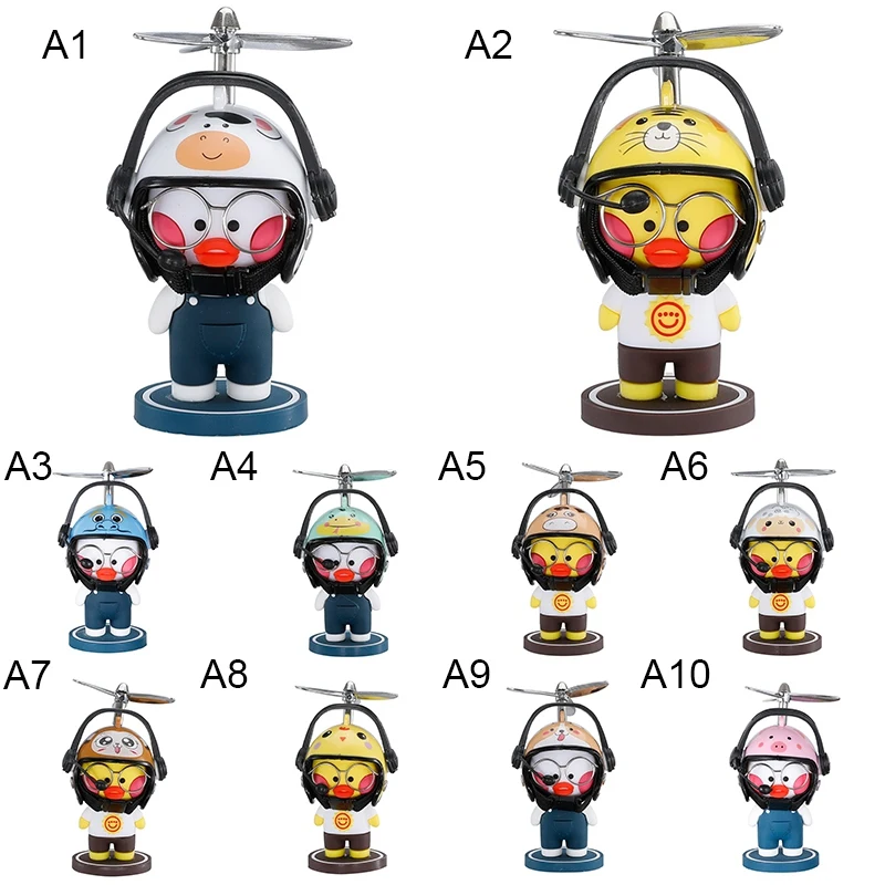

Car Motorcycle Helmet Wind-breaking Duck Cute Auto Ornaments With Propeller Helmet Interior Decoration