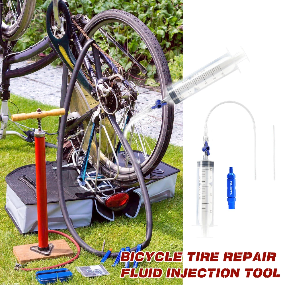 

Bicycle Tubeless Tire Liquid Injection Tool 60ml Tire Tubeless Sealant Injector Syringe Rubber Hose Kit Bike Repair Tools