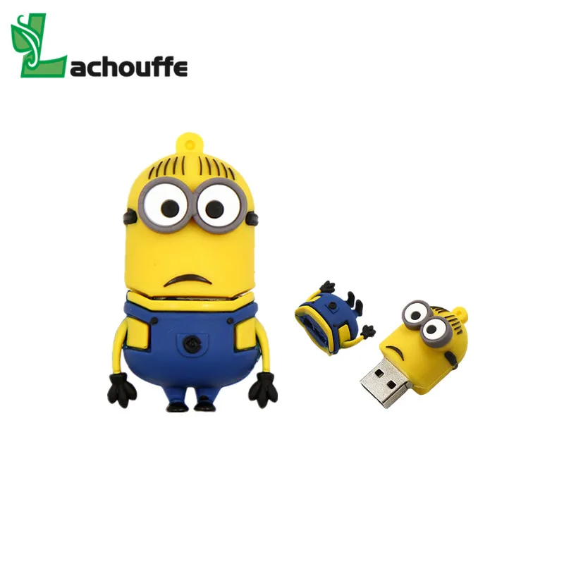 Мультяшный Миньоны Usb флеш-накопитель 16 Гб силиконовый USB Флешка 32 ГБ 64 8 дешевая 128
