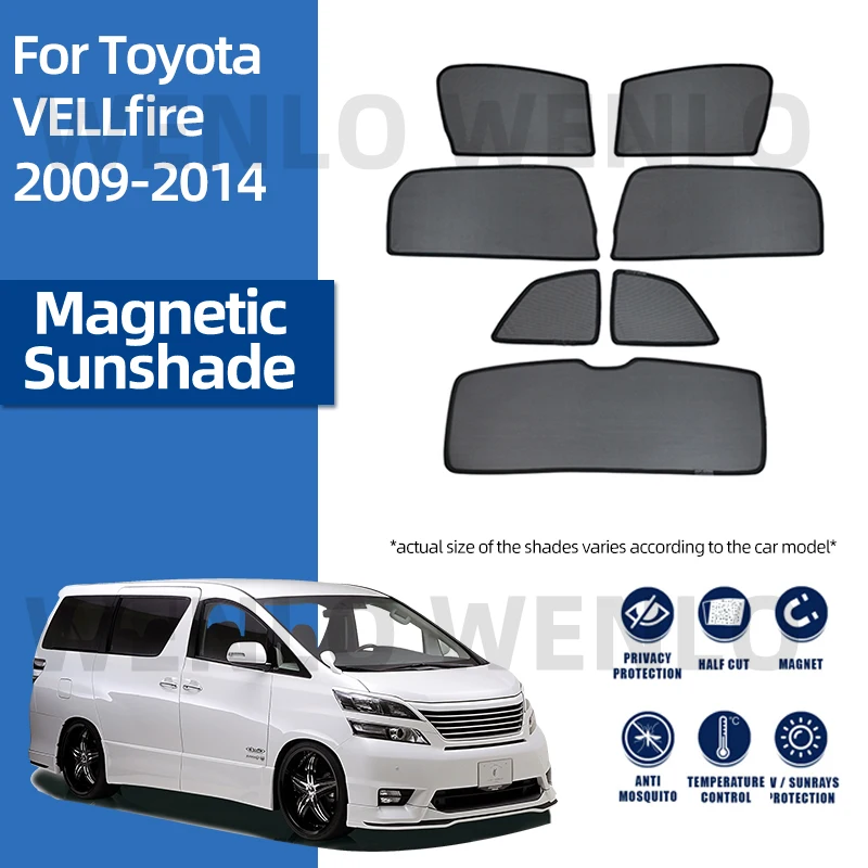 

Солнцезащитный козырек для Toyota VELLfire 2nd 2009-2014, передний, задний, боковой, автомобильный солнцезащитный козырек, магнитная сетчатая занавеска