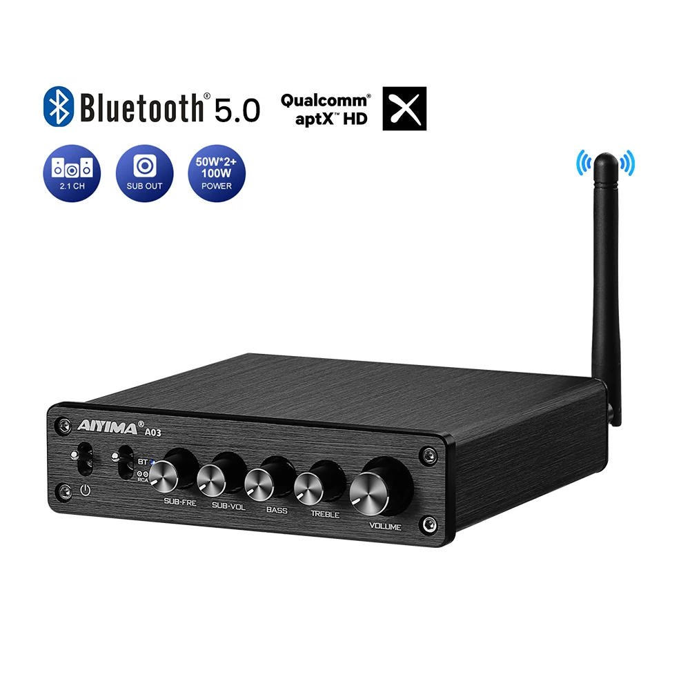 Усилитель мощности AIYIMA A07 TPA3255 300Wx2 A03 усилитель сабвуфера A05 TPA3221 Bluetooth APTX A04 TPA3251