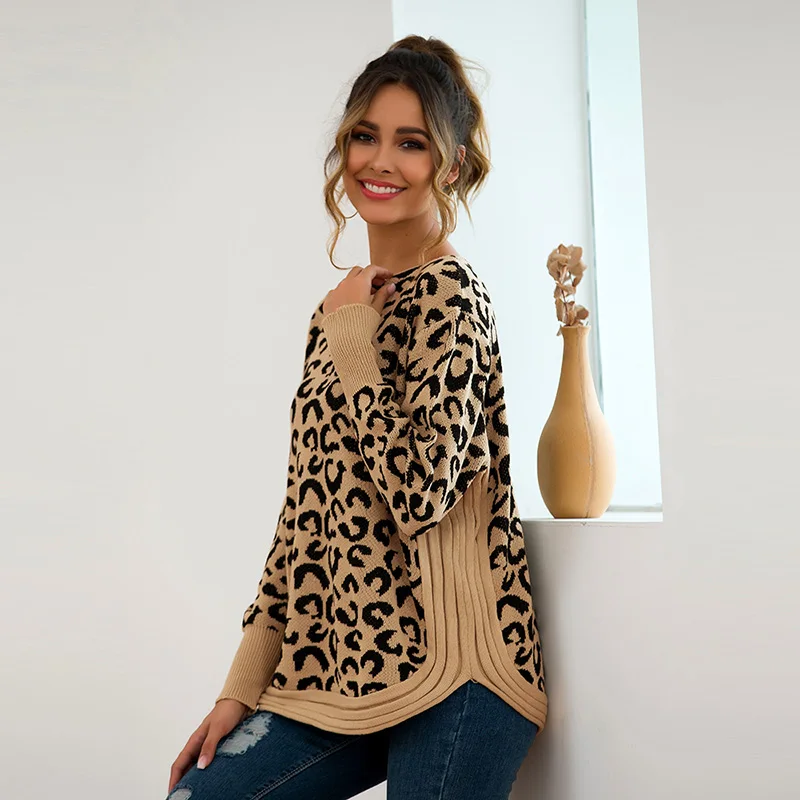 Fitshinling 2019 осень зима леопардовые свитеры Женская трикотажная одежда Boho Тонкий