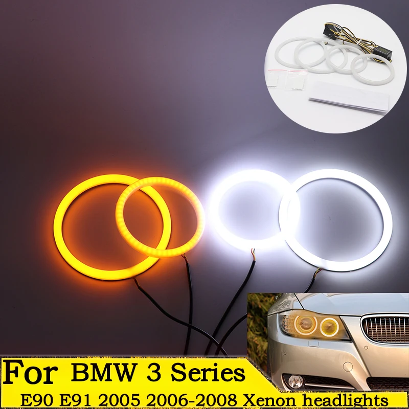 

high quality SMD Cotton Light Switchback LED Angel Eye Halo Ring Kit For BMW 3 Series E90 E91 2005 2006-2008 Xenon headlights