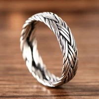 925 sterling silver jewelry retro small personality three woven womens ring