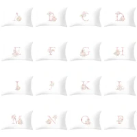 simple letter flowers printing protection waist pillowcase polyester peachskin fabric car pillow case home sofa cushion cover
