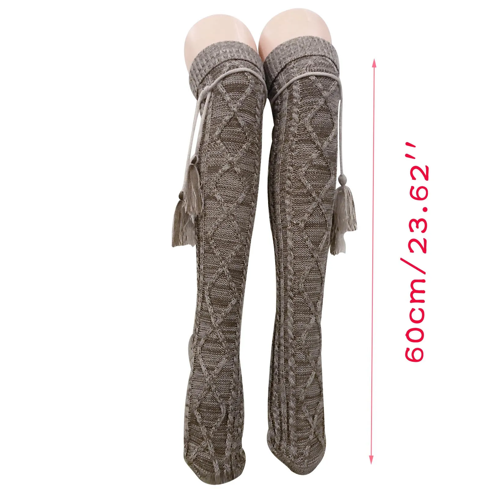 

Drop Ship Fashion Women Boho Stockings Tassel String Knitted Over Knee Tigh High Warm Leg Warmers Female Long Socks