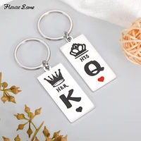2pcs personalized keychain for couple lovers gift to girlfriend boyfriend her him valentines day present key chain king queen