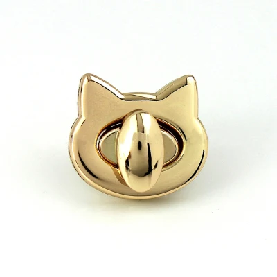 Metal Cute Cat Bag Turn Lock Twist Lock Clasp For Leather Craft Women Handbag Shoulder Bag DIY Bag Hardware Accessories - Цвет: Gold