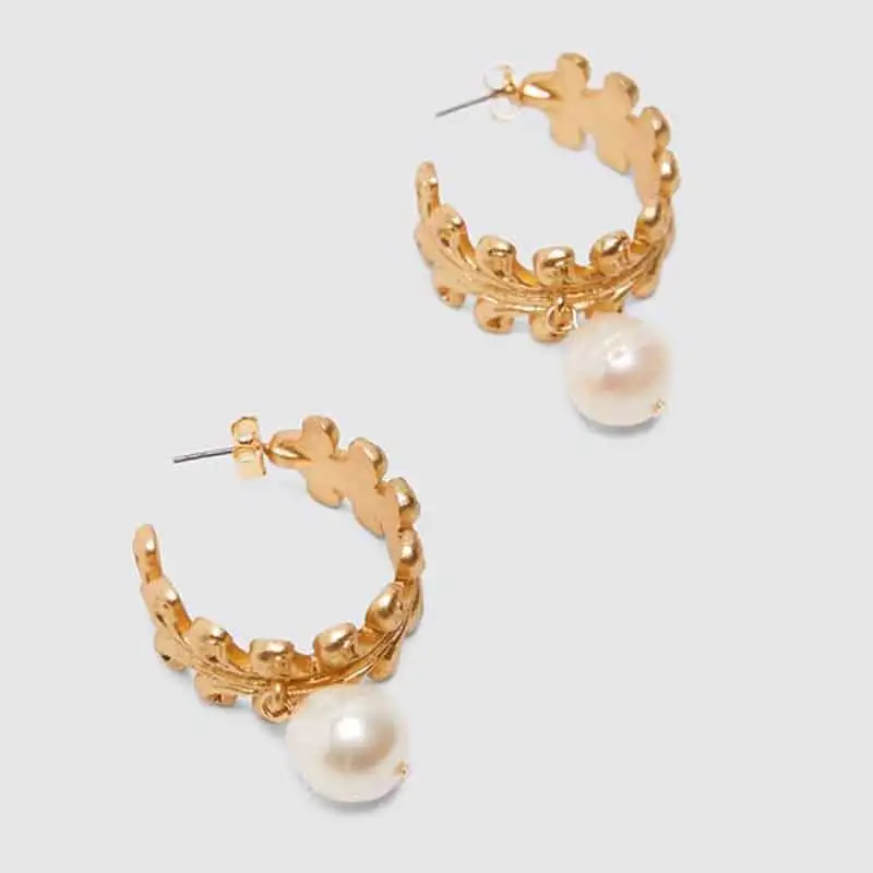 Dvacaman новые золотые серьги-капли с искусственным жемчугом для женщин большой круг ZA висячие серьги в виде ракушки женские эффектные ювелирные изделия подарок