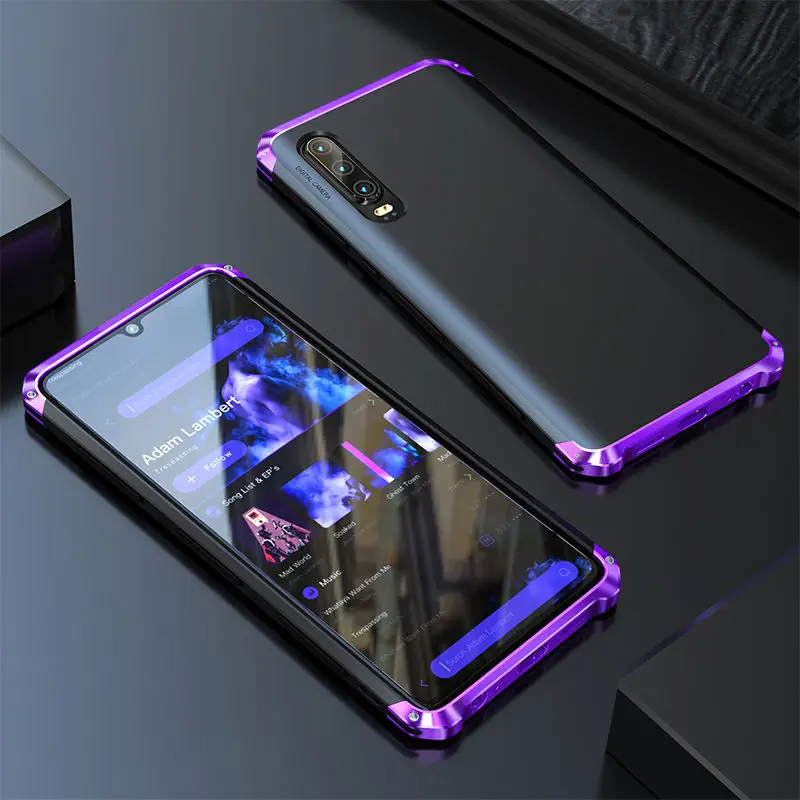 Black Purple Алюминиевый металлический чехол для телефона huawei P30 Pro, противоударный защитный жесткий чехол из поликарбоната для задней панели huawei P 30, чехол huawei P30Pro, чехол - Цвет: Black Purple