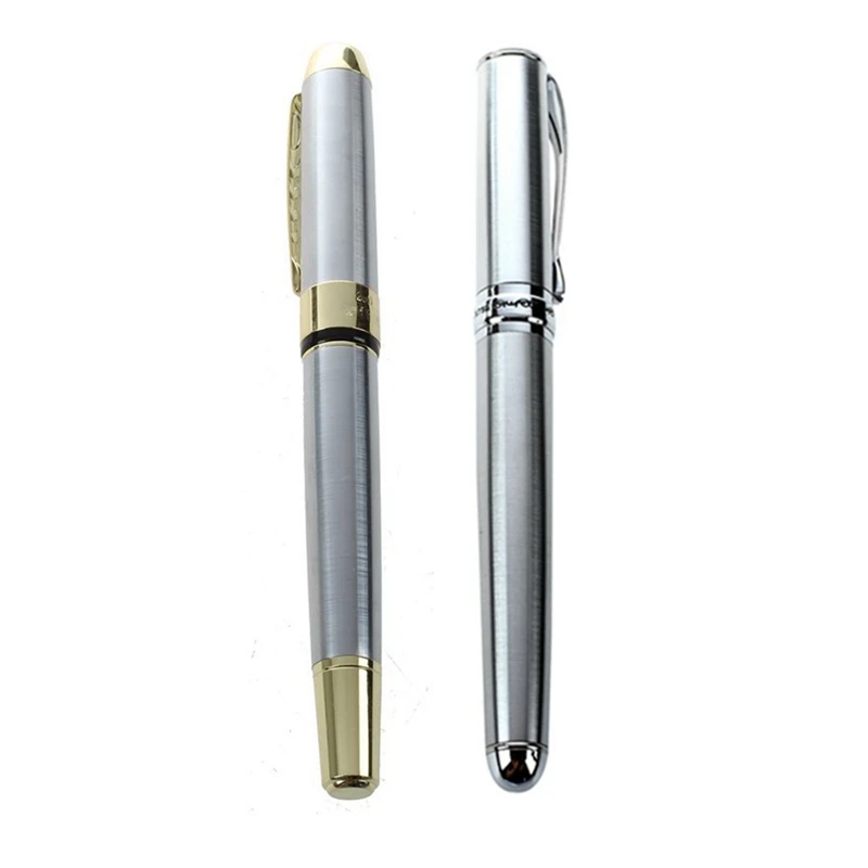 

Jinhao 1 шт. 250 перьевая ручка с золотой отделкой из нержавеющей стали + 10 черных чернил Набор сменных стержней и 1 шт. X750 Серебряная авторучка