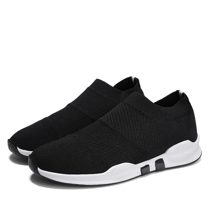 black white Мужские носки; Tenis Masculino; мужские кроссовки; дышащие Повседневные слипоны; модные детские кроссовки; Легкая спортивная обувь для мужчин - Цвет: black white