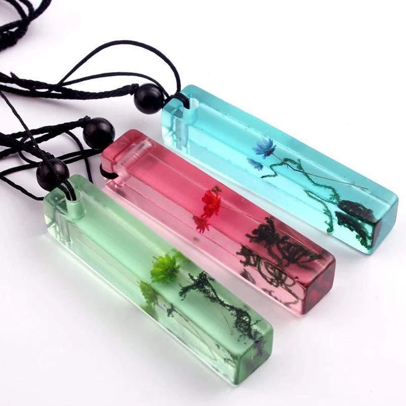 Винтажное ожерелье с кулоном в виде цветка из смолы и дерева для женщин мужчин