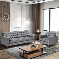 USA Shipping Modern Velvet Big Sofa Set Living Room Furniture Sofa Bed Armchair Small Apartment Furniture Gray Dropshipping