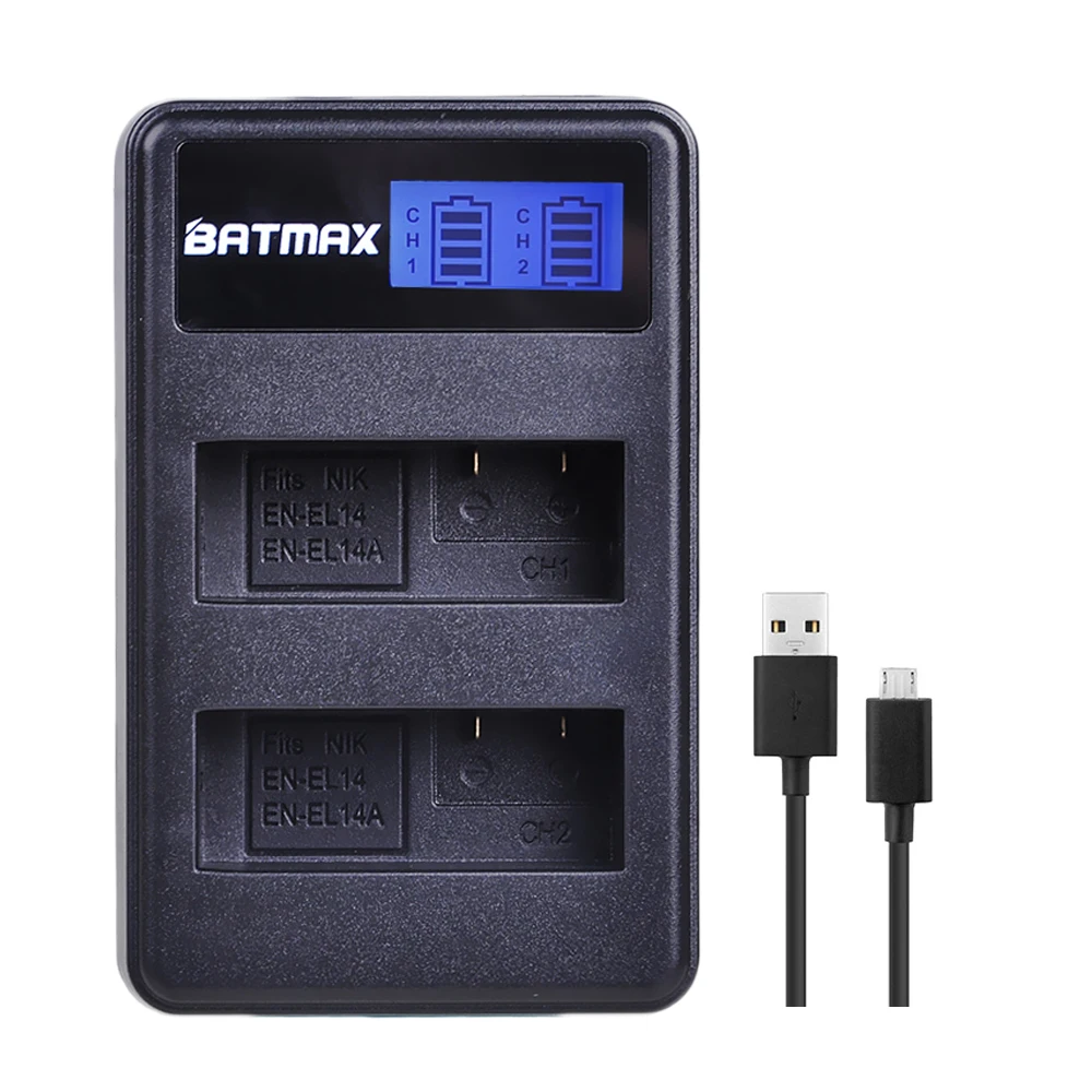 Зарядное устройство с двумя USB портами и ЖК дисплеем для Nikon D5300 D5200 D5100 D3300 D3200 D3100|usb