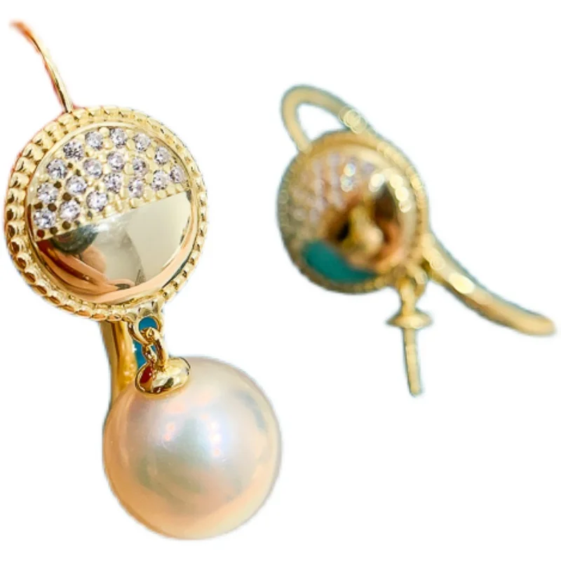 Women DIY Pearl Earrings Jewelry Fittings Round Shape Earrings Accessories(Not including pearl)