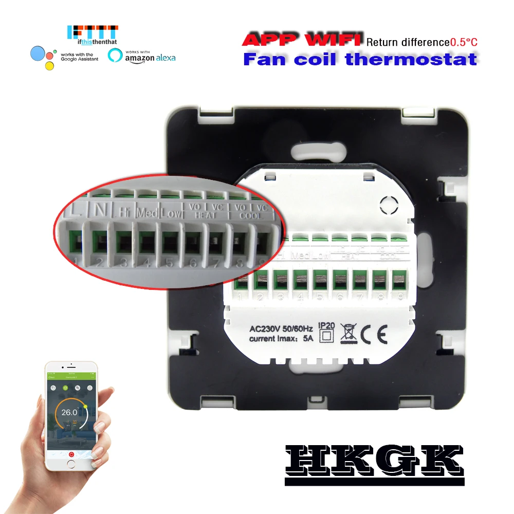 4pipe&amp2pipe wifi fan coil unit Central air conditioning thermostat for heating & cooling Works with Alexa Google home |