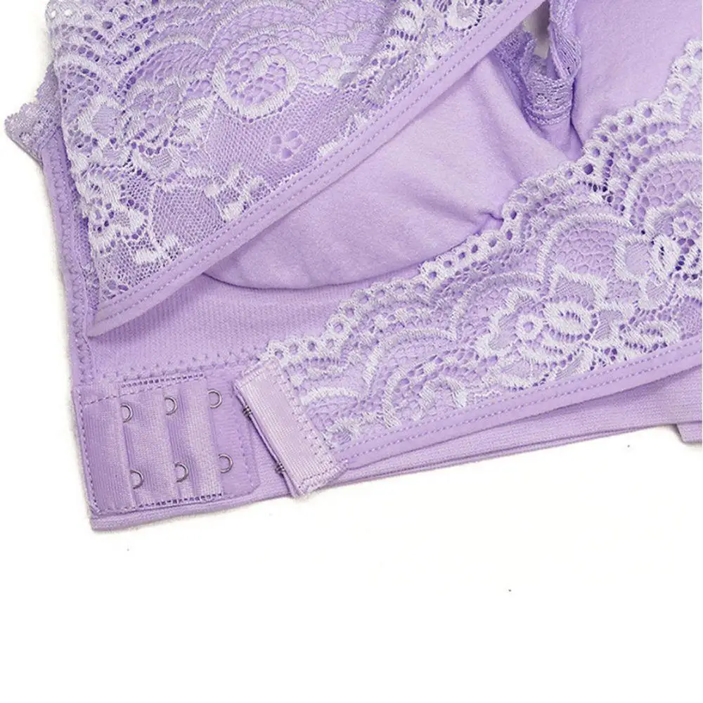 

3XL Plus Size Lingerie Lace Solid Color Cross Side Buckle Without Rims Gathered Sports Underwear Sleep Bra Newest push up bra