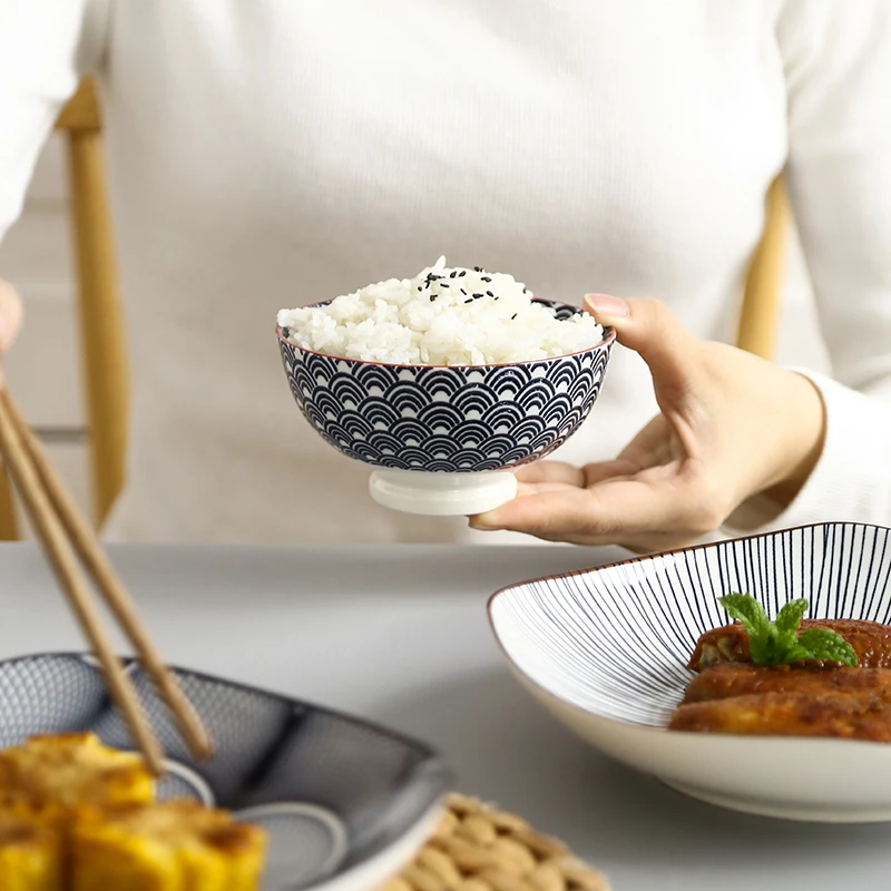 

4.5 Inch Ceramic Rice Bowl, High Bottom Non-Slip, 300ml, Underglaze, Porcelain Tableware, Support Oven Dishwasher, CZY-B1002