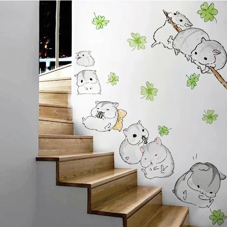 Симпатичные стикеры на стену в виде хомяка для детской комнаты Мультяшные