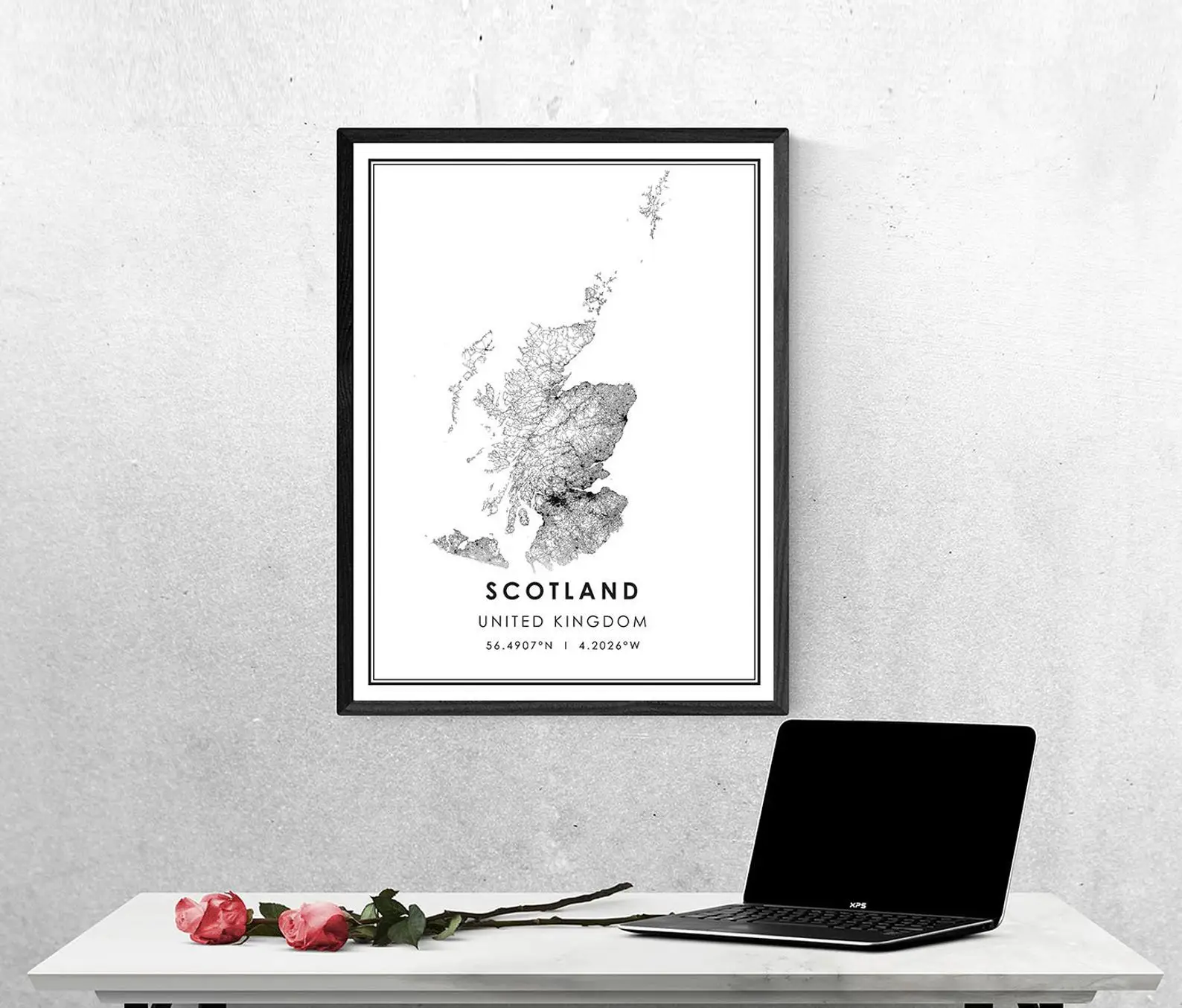 Карта страны Шотландии плакат холст Шотландия Великобритания города Постер -