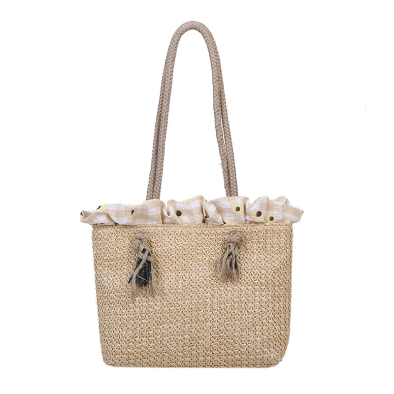 

Women's Shoulder Bag New Summer Straw Woven Large Capacity Handbag Tote Design Beach Female Shoulder Bag