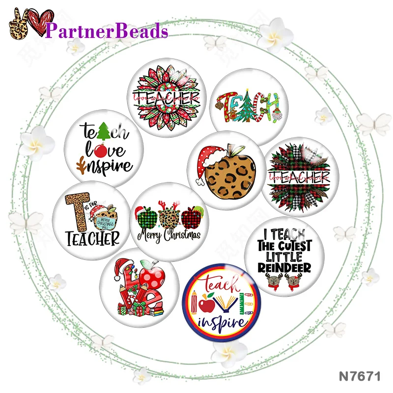 

Red Christmas love 12mm//18mm/20mm/25mm Round photo glass cabochon demo flat back Making findings PartnerBeads N7671