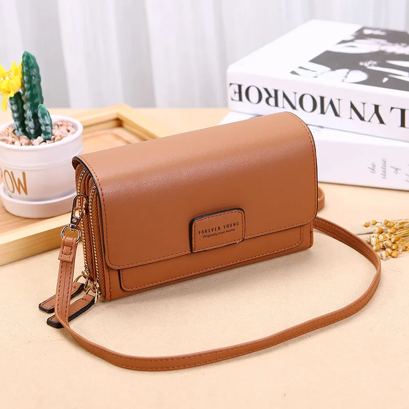 2021 new wallet fashion lady multi card position clutch pu large capacity casual one shoulder messenger bag mobile phone bag free global shipping