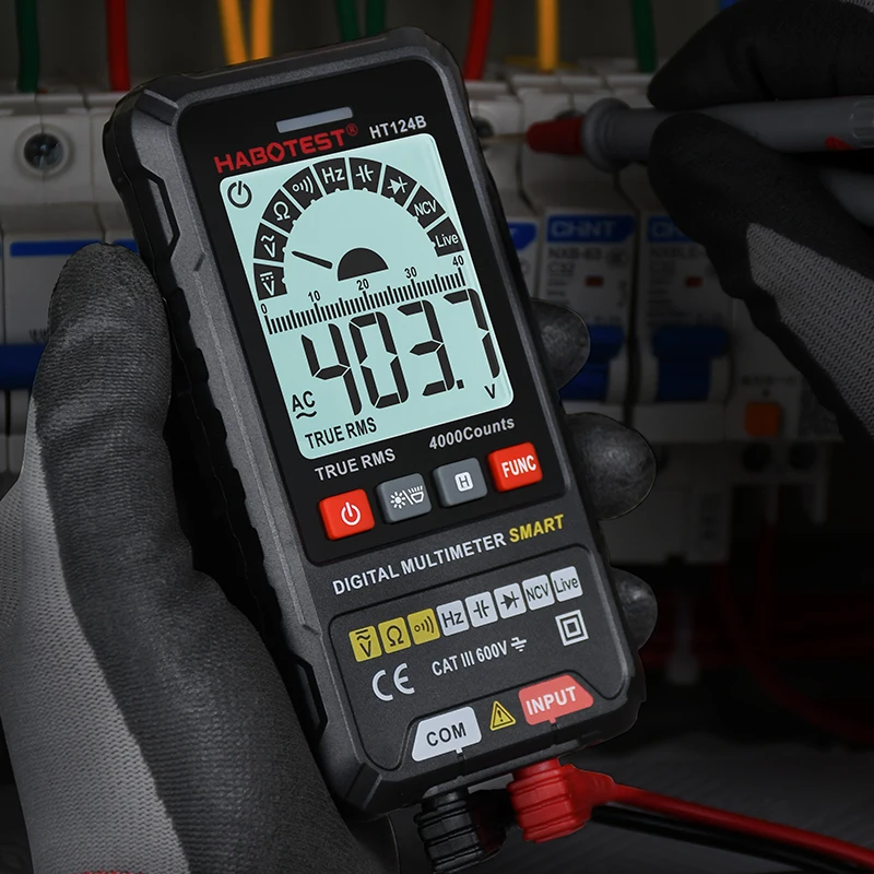 HT124B Smart Multimeter Digital True RMS NCV Voltage Meter 600V AC DC Hz Ohm Capacitor Diode Live Wire Tester HABOTEST | Инструменты