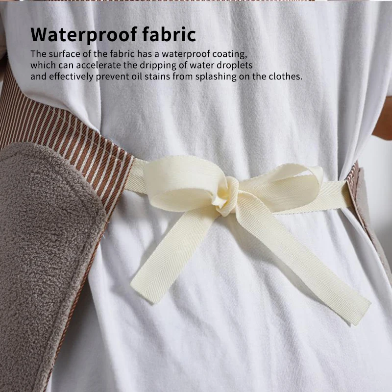 

Hand-Wiping Apron Japanese Style Waterproof and Oil-Proof Cooking Gown Kitchen Fashion Household Female Adult Apron