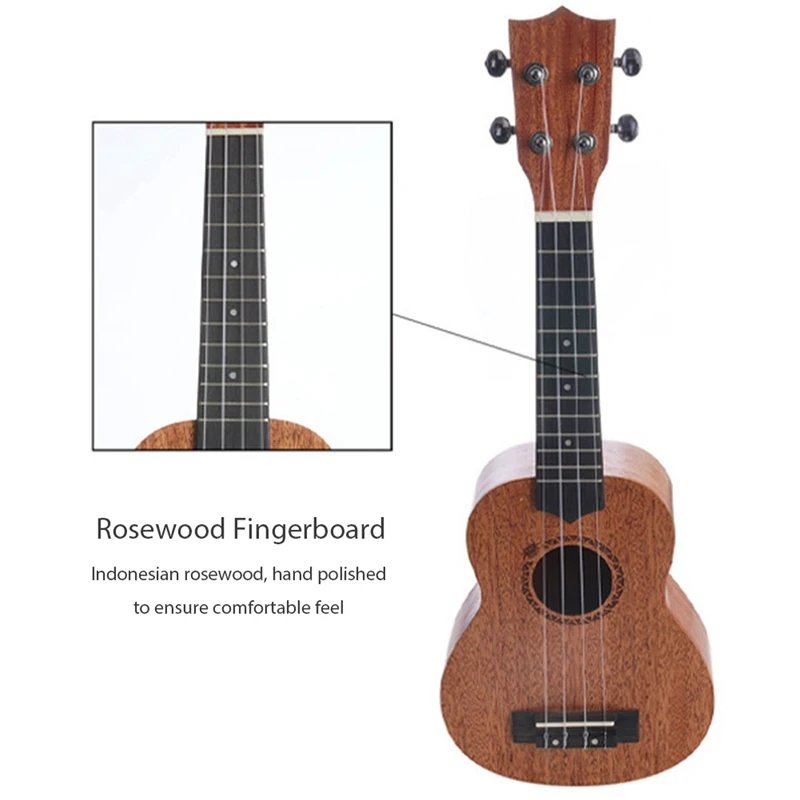 

21 Inches Ukulele Tenor Soprano Mahogany Rosewood 4 Strings Hawaiian Guitar Ukulele Bag Musical Instruments