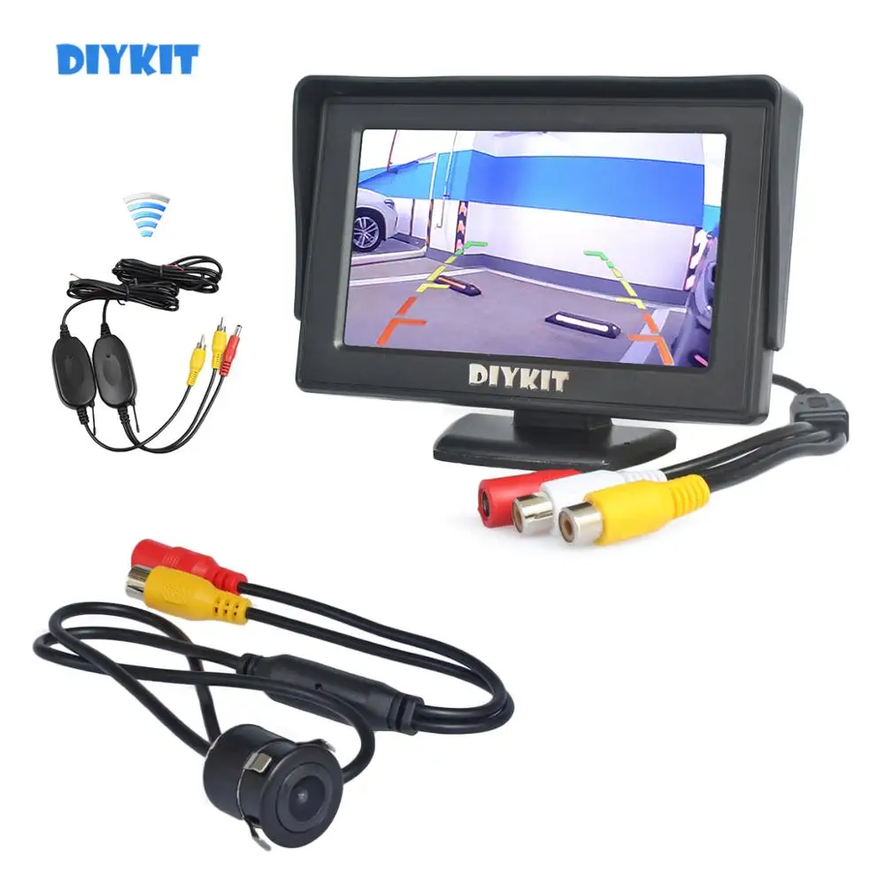 

DIYKIT Wireless 4.3inch Color TFT LCD Car Monitor with HD Rear View Reverse Backup Car Camera Parking System