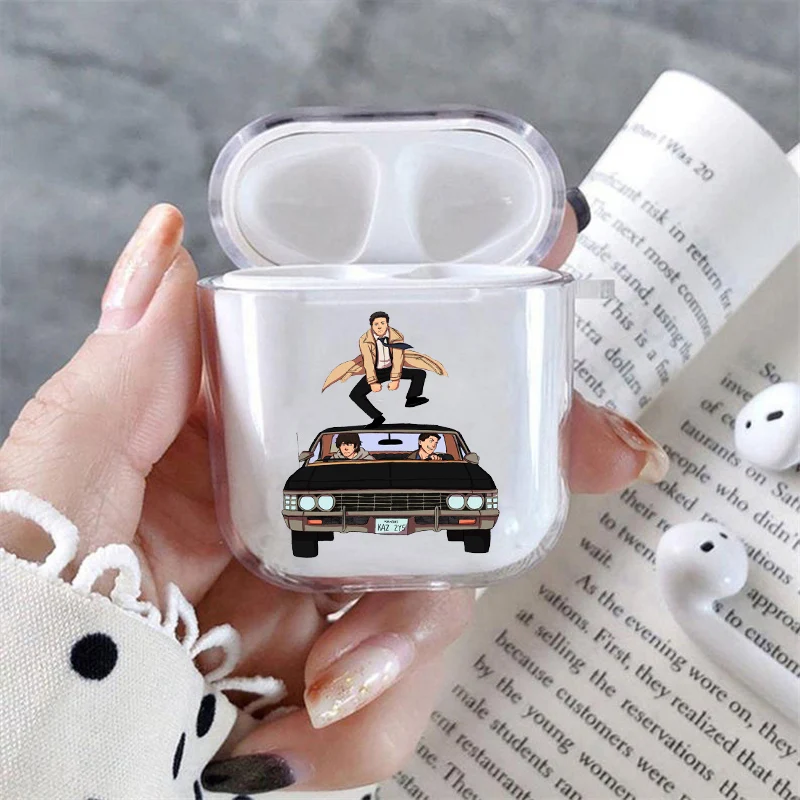 Прозрачный мягкий силиконовый чехол Сверхъестественное SPN Dean и Sam для Airpods Pro