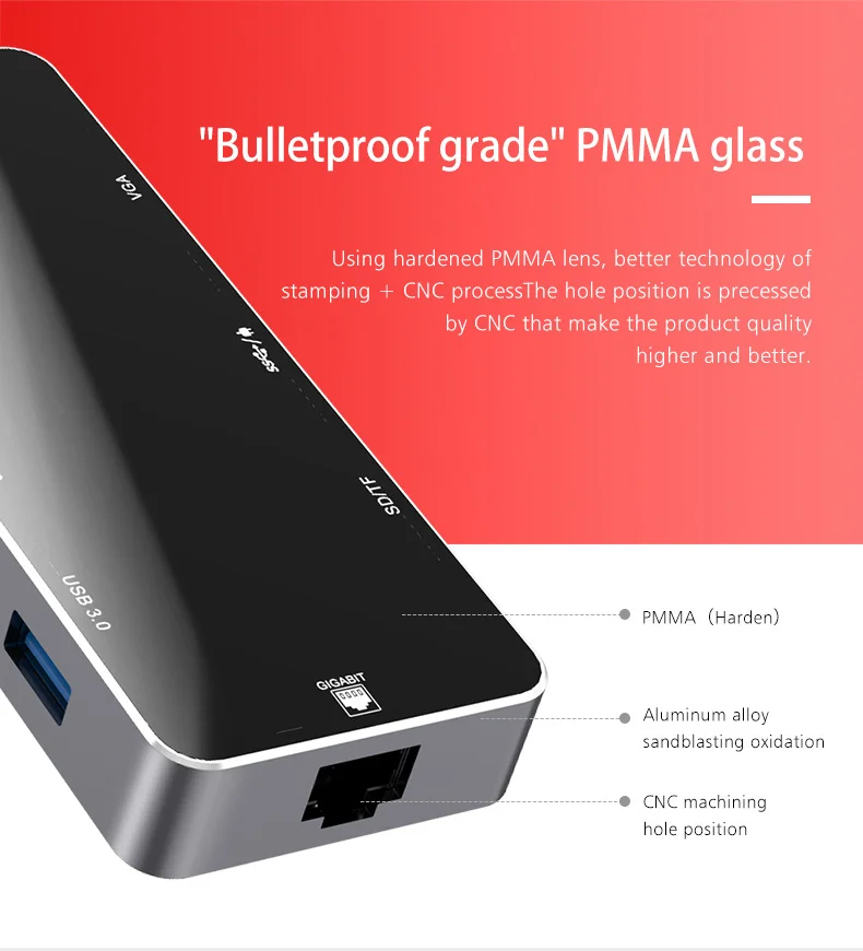 

9 1 type-C USB 3,0 - RJ45 HDMI Micro-SD TF VGA MacBook/samsung-Galaxy