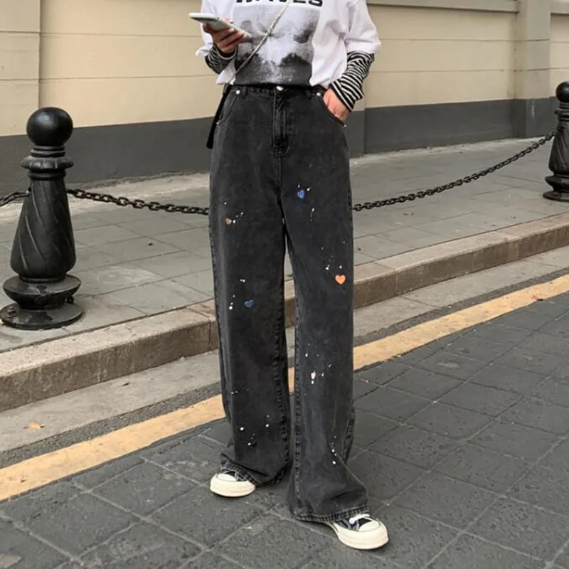

Woman Jeans High Waist Clothes Wide Leg Denim Clothing Blue Streetwear Vintage Quality Fashion Harajuku Straight Pants