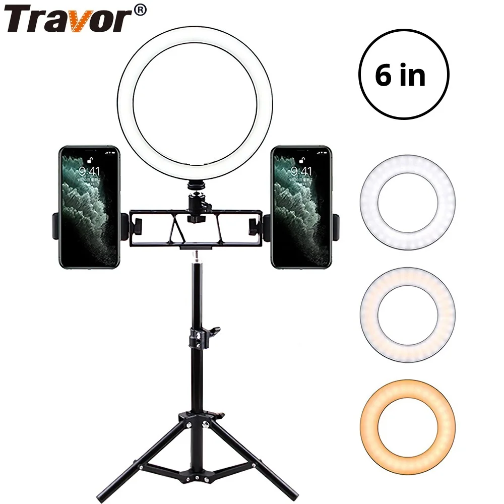 Кольцевой светильник для селфи 6 дюймов со штативом 50 см светодиодная кольцевая