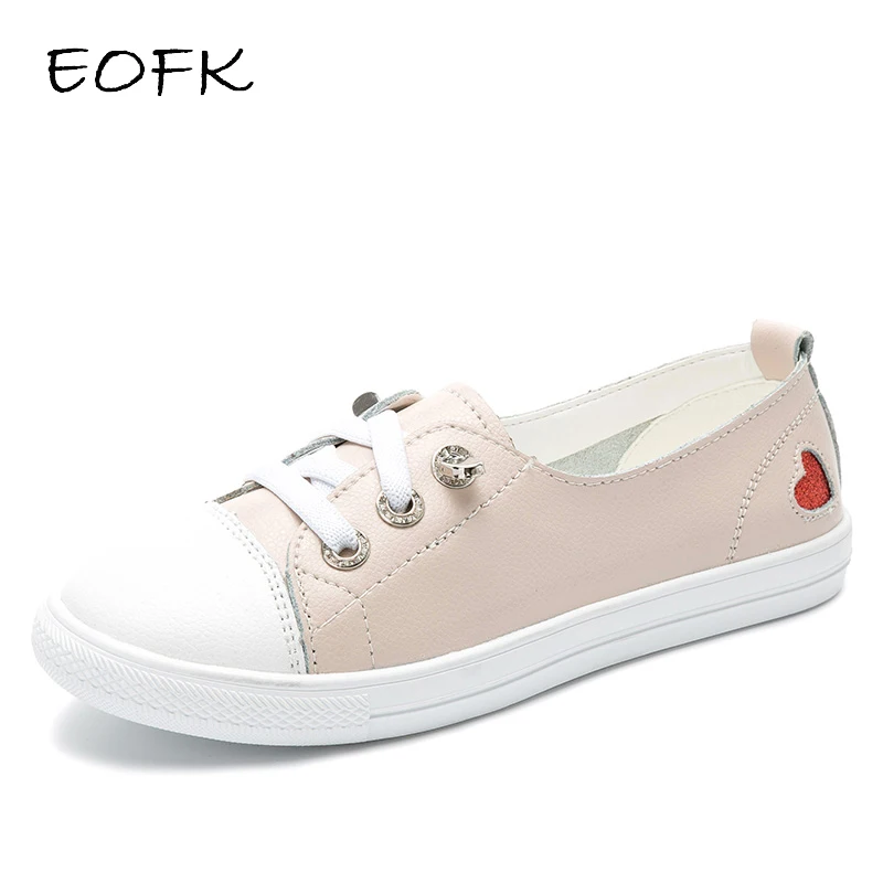 EOFK/Женская обувь Повседневная кожаная для женщин Обувь на плоской подошве