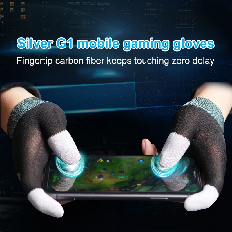 

2 Pcs Phone Games Sweat-Proof Breathable Finger Gloves Thumbs Finger Cover Anti-slip Cot Sleeve For PUBG Touch Screen Game