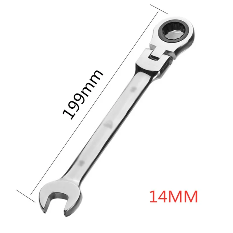 

14/15mm Ratchet Wrench Two-Way Movable Head For 180 Degree Rotation Automobile Maintenance Tool C-RV Material