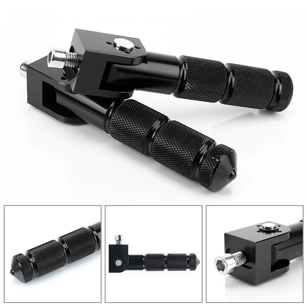 

Adjustable 2Pcs Motorcycle Footrests Parking Rack Support Folding Bicycle Kickstand Side Kick Stand Foot Brace Rear Pedals Set