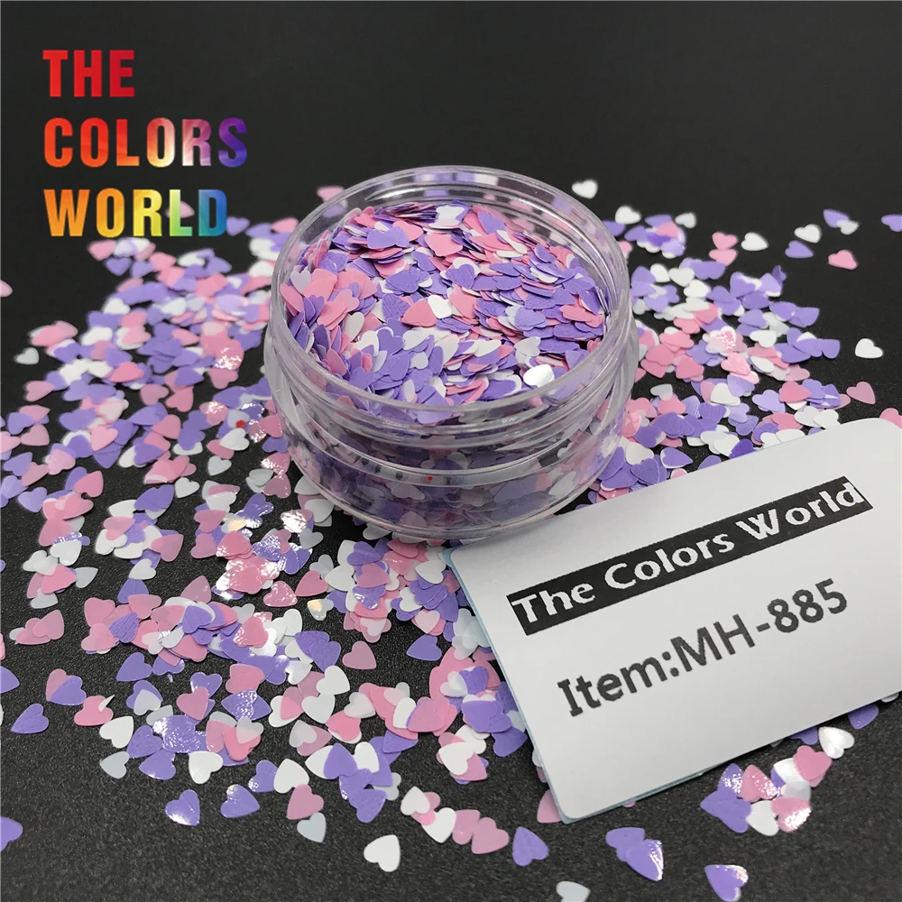 Цветовые Блестки для ногтей в форме сердца День Святого Валентина украшение