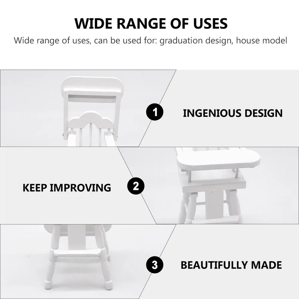 

1pc 1/12 Miniature Furniture Feeding Chair Model Wooden DIY Decoration