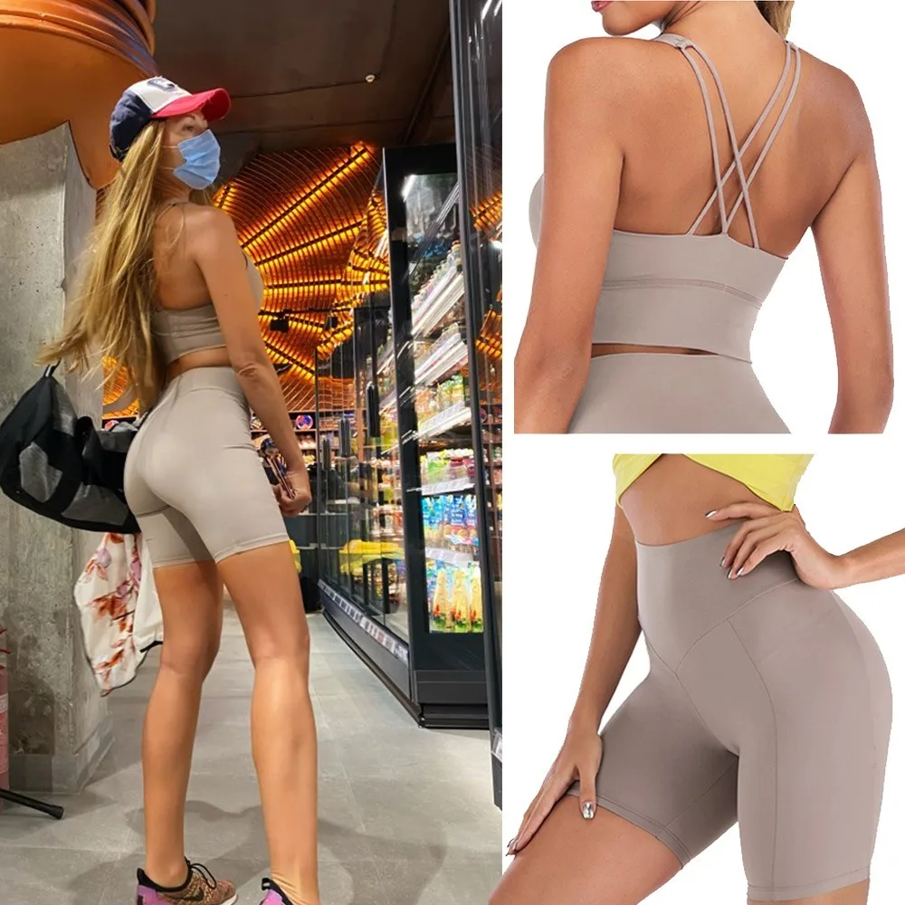 

2 Piece Yoga Set Short Women Fitness Set Sports Outfit for Woman Gym Clothing Sport Bra + Shorts Spandex Workout Clothes Suit