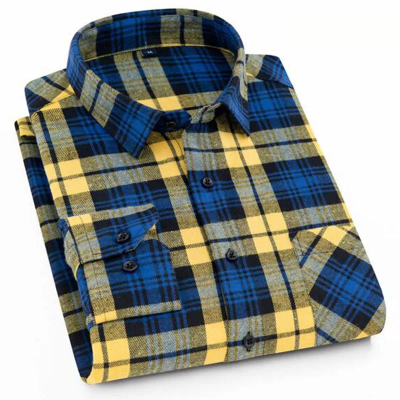 Men Grind Plaid Printed Single Breasted Shirts Camisa Flannel Pure Cotton Breathable Comfortable Vestido Spring Cloth | Мужская одежда