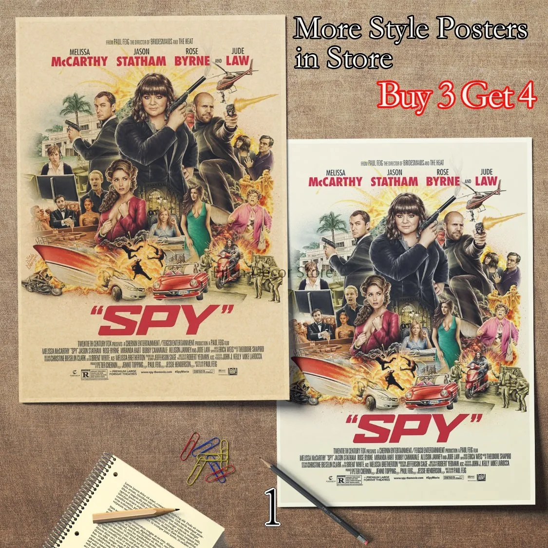 Постер шпионского фильма винтажный Ретро постер наклейка декоративная живопись