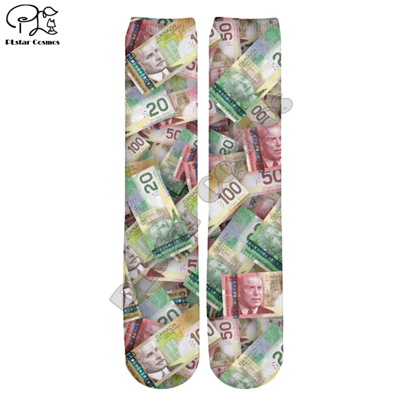 

Newest 3D Printed dollars socks money funny cute cotton men long socks for unisex ladies harajuku casual socks MON-008
