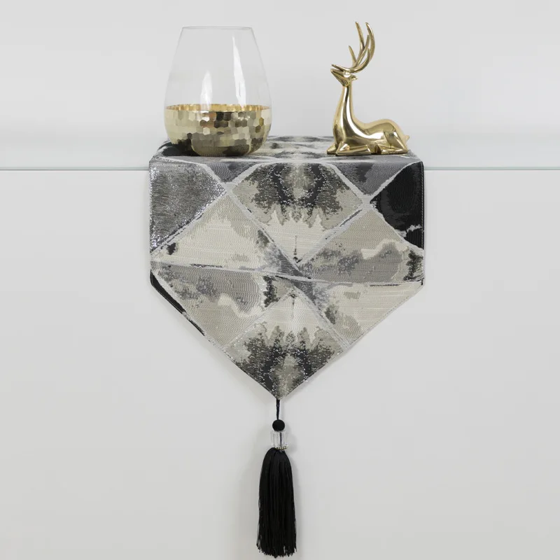 

High-end Jaquard Table Runner 32x210cm Luxury Abstract Geometric Table Runner for Home Hotel Cabinet Cover P82