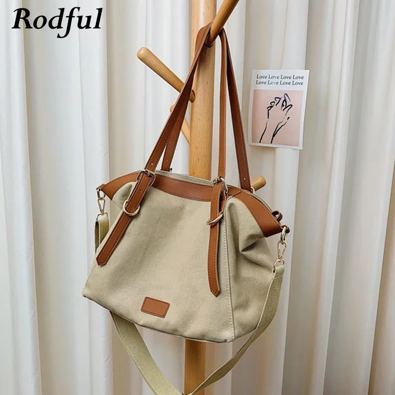 Сумка тоут женская холщовая модный большой саквояж на плечо в Корейском стиле